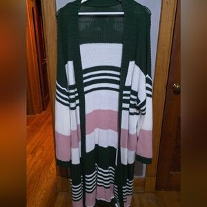 Striped Green and Pink Cardigan